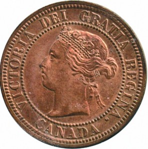 Canada 1882 1 Cent – Victoria Coin  (Large) Obverse