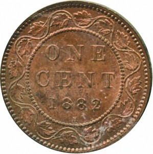 Canada 1882 1 Cent – Victoria Coin  (Large) Reverse