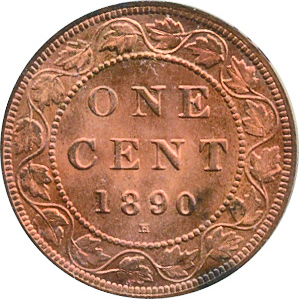Canada 1890 1 Cent – Victoria Coin  (Large) Reverse