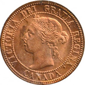 Canada 1892 1 Cent – Victoria Coin  (Large) Obverse