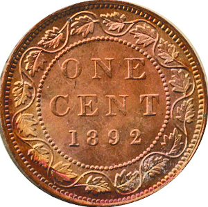 Canada 1892 1 Cent – Victoria Coin  (Large) Reverse