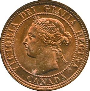 Canada 1898 1 Cent – Victoria Coin  (Large) Obverse