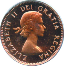 Canada 1953 1 Cent – Elizabeth II Coin  (Small) Obverse