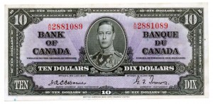 Canada 1937 10 Dollars –  Note Obverse