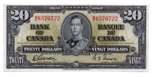 Canada 1937 20 Dollars –  Note Obverse