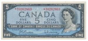 Canada 1954 5 Dollars –  Note  (Modified) Obverse
