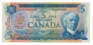 Canada 1972 5 Dollars –  Note  (Multicolour) Obverse