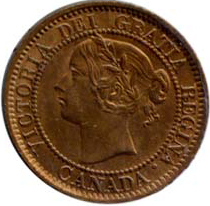 Canada 1858 1 Cent – Victoria Coin  (Large) Obverse