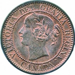Canada 1859 1 Cent – Victoria Coin  (Large) Obverse