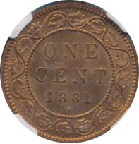 Canada 1881 1 Cent – Victoria Coin  (Large) Reverse