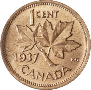 Canada 1937 1 Cent – George VI Coin  (Small) Reverse