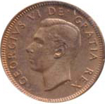 Canada 1951 1 Cent – George VI Coin  (Small) Obverse