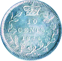 Canada 1872 10 Cents – Victoria Coin Reverse