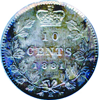 Canada 1881 10 Cents – Victoria Coin Reverse