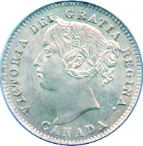 Newfoundland 1885 10 Cents – Victoria Coin Obverse