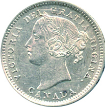 Canada 1892 10 Cents – Victoria Coin Obverse