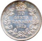 Canada 1913 10 Cents – George V Coin Reverse