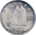 Canada 1941 10 Cents – George VI Coin Reverse