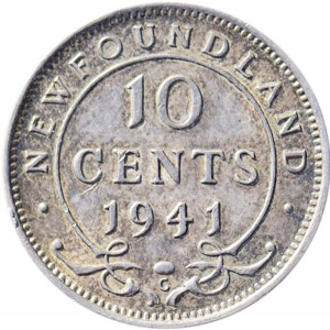 Newfoundland 1941 10 Cents – George VI Coin Reverse