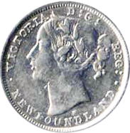 Newfoundland 1876 20 Cents – Victoria Coin Obverse