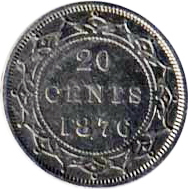 Newfoundland 1876 20 Cents – Victoria Coin Reverse