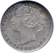 Newfoundland 1885 20 Cents – Victoria Coin Obverse