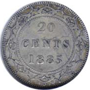 Newfoundland 1885 20 Cents – Victoria Coin Reverse
