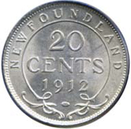 Newfoundland 1912 20 Cents – George V Coin Reverse