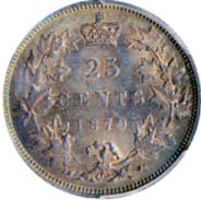 Canada 1870 25 Cents – Victoria Coin Reverse