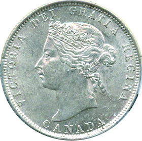 Canada 1871 25 Cents – Victoria Coin Obverse