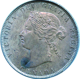 Canada 1874 25 Cents – Victoria Coin Obverse