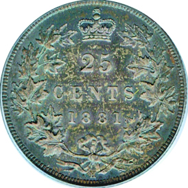 Canada 1881 25 Cents – Victoria Coin Reverse