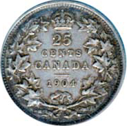 Canada 1904 25 Cents – Edward VII Coin Reverse