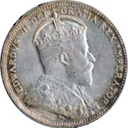 Canada 1908 25 Cents – Edward VII Coin Obverse