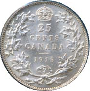Canada 1913 25 Cents – George V Coin Reverse