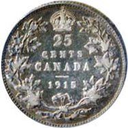 Canada 1915 25 Cents – George V Coin Reverse