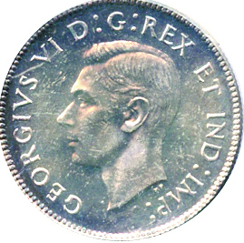 Canada 1947 25 Cents – George VI Coin Obverse