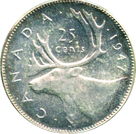 Canada 1947 25 Cents – George VI Coin Reverse