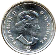 Canada 2007 25 Cents – Elizabeth II Coin Obverse