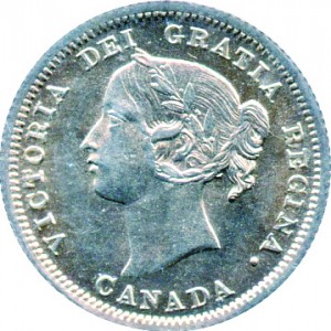 Canada 1858 5 Cents – Victoria Coin Obverse