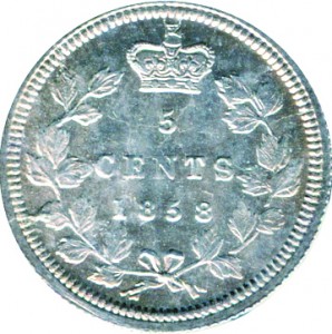 Canada 1858 5 Cents – Victoria Coin Reverse