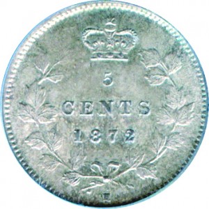 Canada 1872 5 Cents – Victoria Coin Reverse