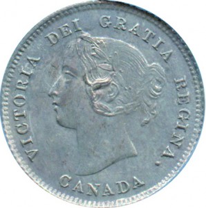 Canada 1875 5 Cents – Victoria Coin Obverse