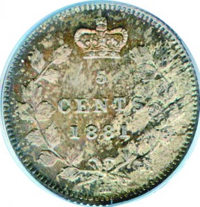 Canada 1881 5 Cents – Victoria Coin Reverse