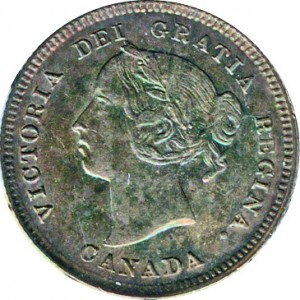 Canada 1884 5 Cents – Victoria Coin Obverse