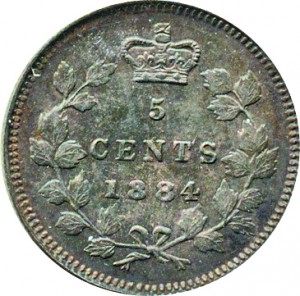Canada 1884 5 Cents – Victoria Coin Reverse