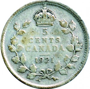 Canada 1921 5 Cents – George V Coin Reverse