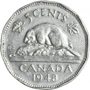 Canada 1948 5 Cents – George VI Coin Reverse