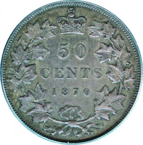 Canada 1870 50 Cents – Victoria Coin Reverse