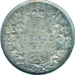 Canada 1871 50 Cents – Victoria Coin Reverse